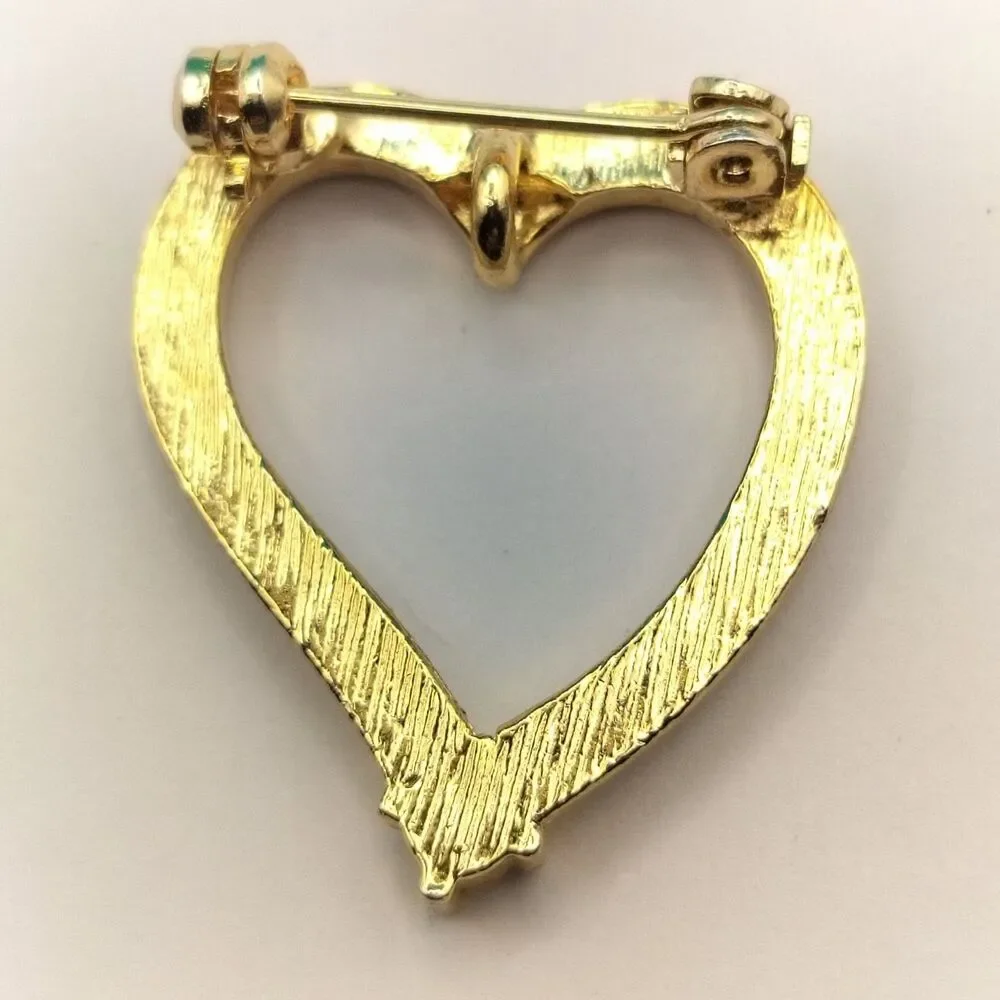 Open Heart Brooch Pin Approx 1
